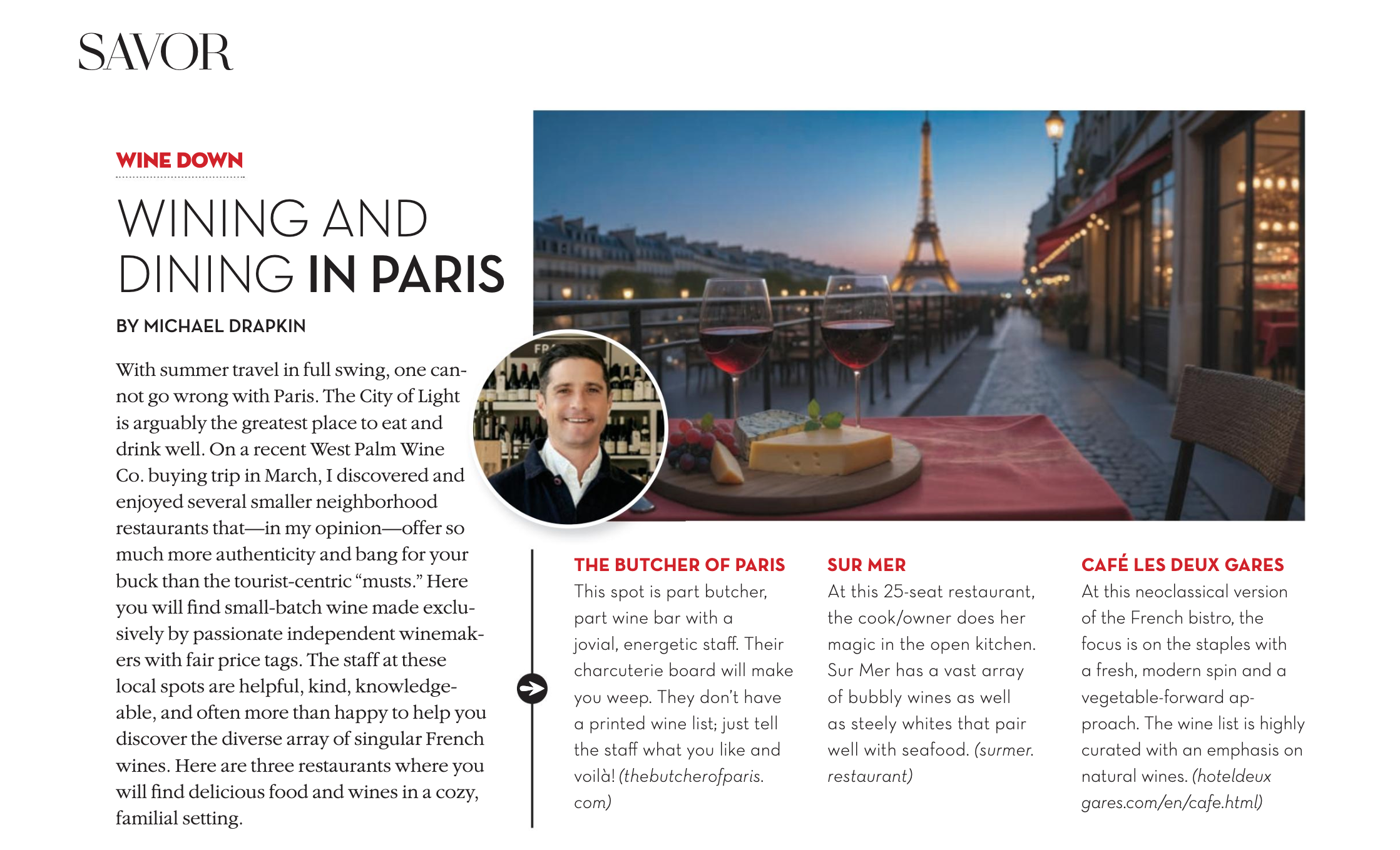 Palm Beach Illustrated article by Michael Drapkin of West Palm Wine Co.