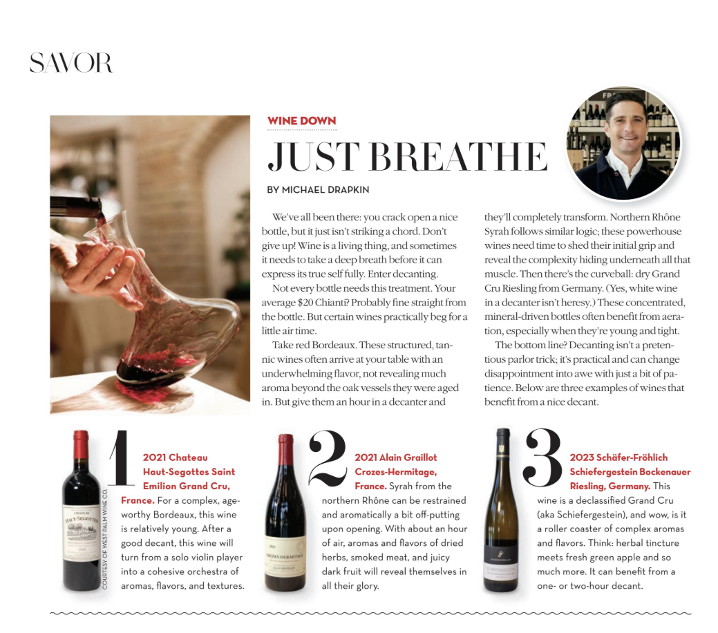 Just Breathe: Wines that Deserve to be Decanted