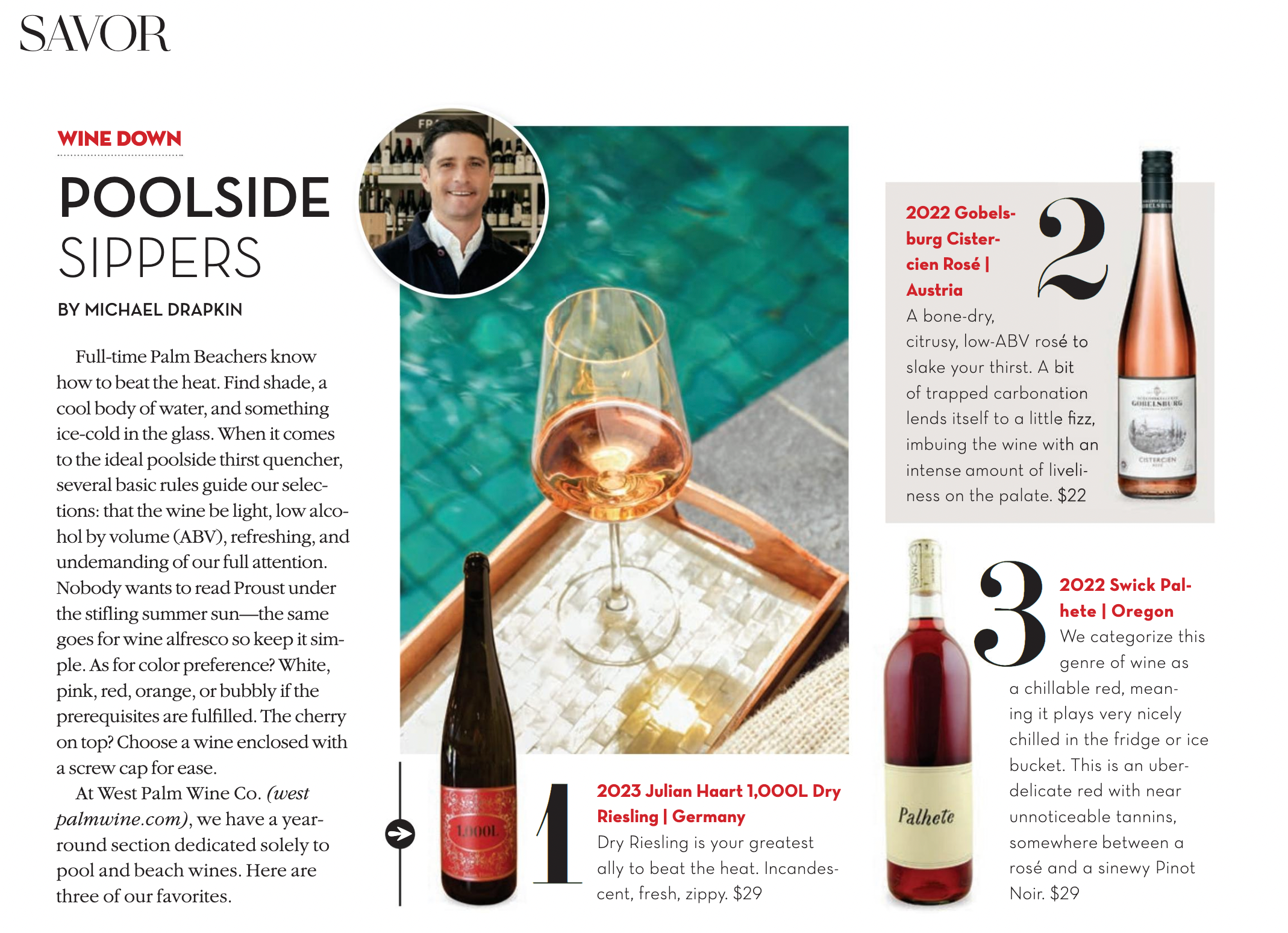 Palm Beach Illustrated article by Michael Drapkin of West Palm Wine Co.